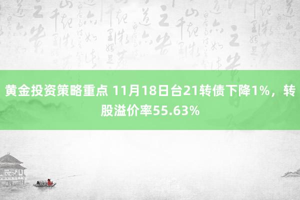 黄金投资策略重点 11月18日台21转债下降1%，转股溢价率55.63%