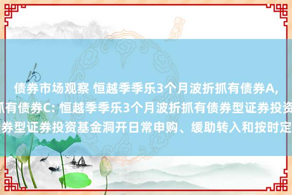 债券市场观察 恒越季季乐3个月波折抓有债券A,恒越季季乐3个月波折抓有债券C: 恒越季季乐3个月波折抓有债券型证券投资基金洞开日常申购、缓助转入和按时定额投资业务公告