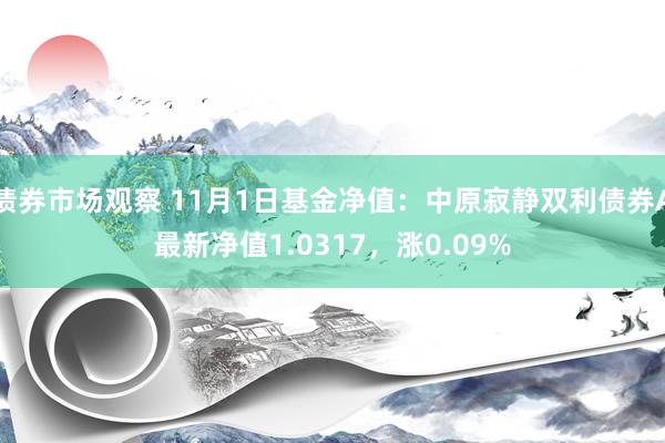 债券市场观察 11月1日基金净值：中原寂静双利债券A最新净值1.0317，涨0.09%