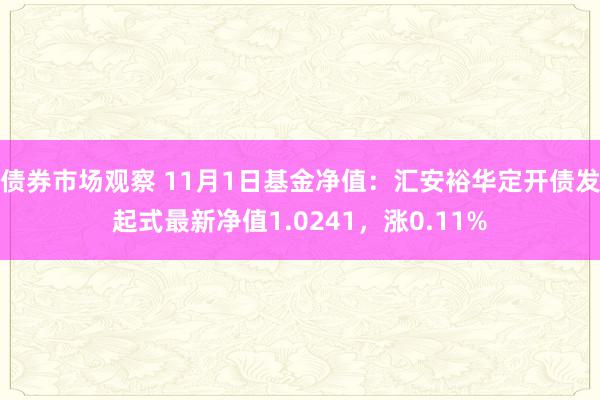 债券市场观察 11月1日基金净值：汇安裕华定开债发起式最新净值1.0241，涨0.11%