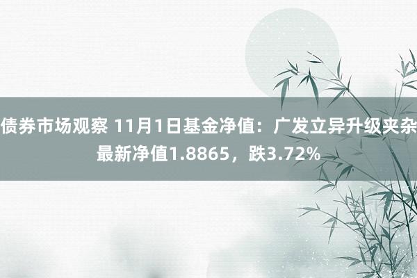 债券市场观察 11月1日基金净值：广发立异升级夹杂最新净值1.8865，跌3.72%