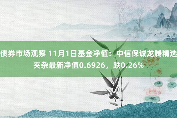 债券市场观察 11月1日基金净值：中信保诚龙腾精选夹杂最新净值0.6926，跌0.26%