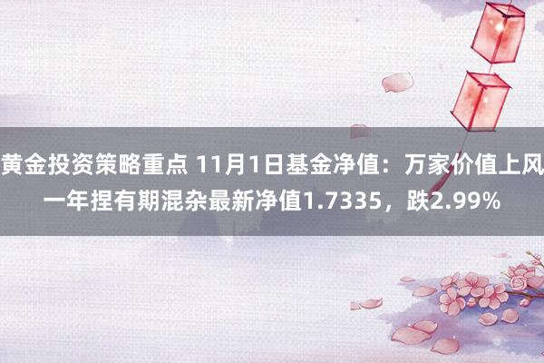 黄金投资策略重点 11月1日基金净值：万家价值上风一年捏有期混杂最新净值1.7335，跌2.99%