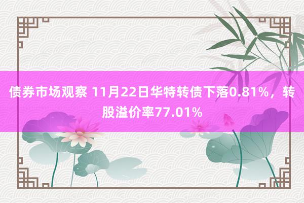 债券市场观察 11月22日华特转债下落0.81%，转股溢价率77.01%