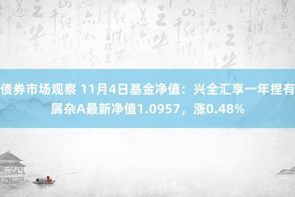 债券市场观察 11月4日基金净值：兴全汇享一年捏有羼杂A最新净值1.0957，涨0.48%