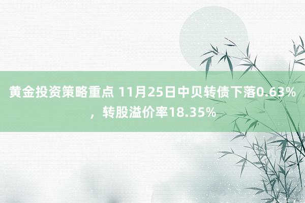 黄金投资策略重点 11月25日中贝转债下落0.63%，转股溢价率18.35%