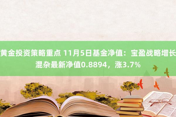 黄金投资策略重点 11月5日基金净值：宝盈战略增长混杂最新净值0.8894，涨3.7%