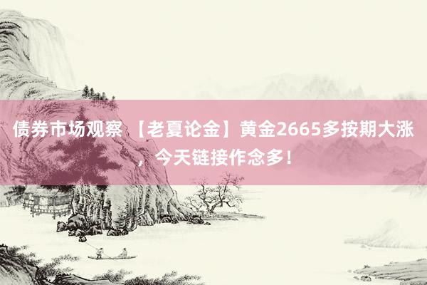 债券市场观察 【老夏论金】黄金2665多按期大涨，今天链接作念多！