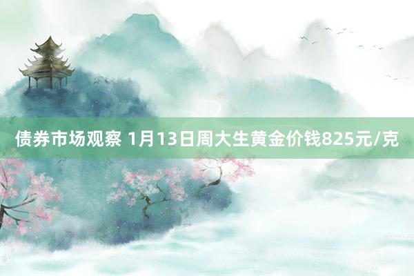 债券市场观察 1月13日周大生黄金价钱825元/克