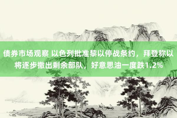 债券市场观察 以色列批准黎以停战条约，拜登称以将逐步撤出剩余部队，好意思油一度跌1.2%