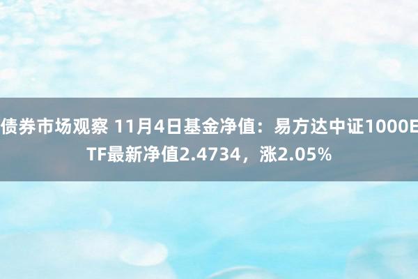 债券市场观察 11月4日基金净值：易方达中证1000ETF最新净值2.4734，涨2.05%