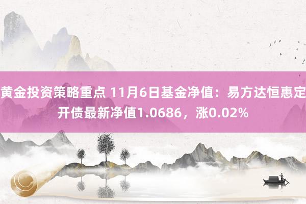 黄金投资策略重点 11月6日基金净值：易方达恒惠定开债最新净值1.0686，涨0.02%