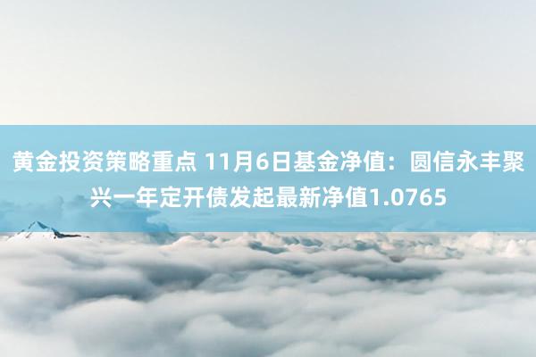 黄金投资策略重点 11月6日基金净值：圆信永丰聚兴一年定开债发起最新净值1.0765