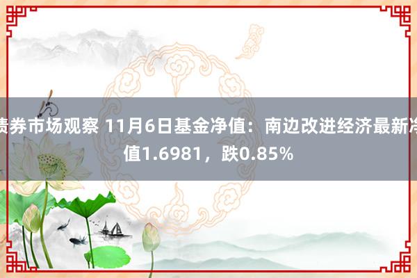 债券市场观察 11月6日基金净值：南边改进经济最新净值1.6981，跌0.85%