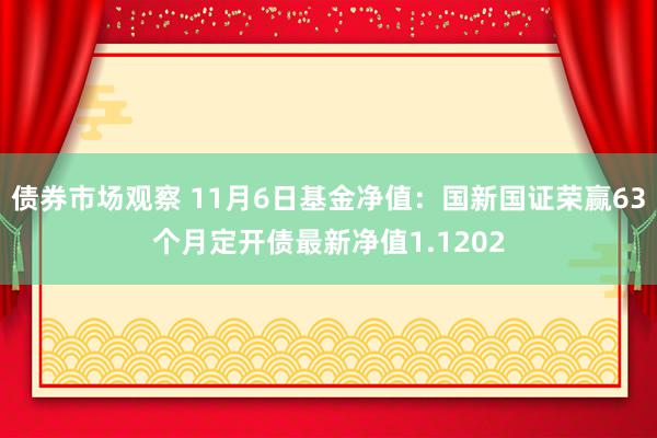 债券市场观察 11月6日基金净值：国新国证荣赢63个月定开债最新净值1.1202