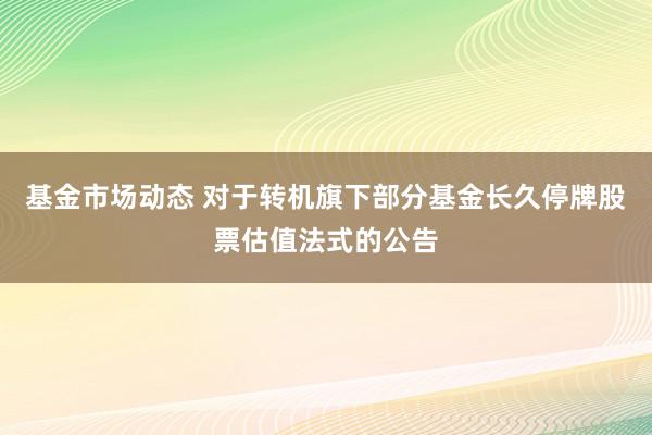 基金市场动态 对于转机旗下部分基金长久停牌股票估值法式的公告