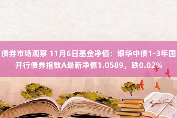 债券市场观察 11月6日基金净值：银华中债1-3年国开行债券指数A最新净值1.0589，跌0.02%