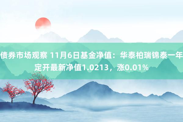 债券市场观察 11月6日基金净值：华泰柏瑞锦泰一年定开最新净值1.0213，涨0.01%