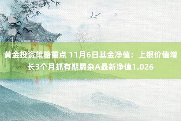 黄金投资策略重点 11月6日基金净值：上银价值增长3个月抓有期羼杂A最新净值1.026