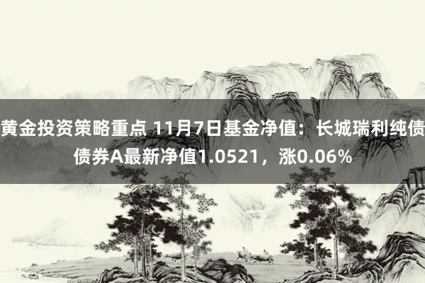 黄金投资策略重点 11月7日基金净值：长城瑞利纯债债券A最新净值1.0521，涨0.06%