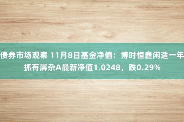 债券市场观察 11月8日基金净值：博时恒鑫闲适一年抓有羼杂A最新净值1.0248，跌0.29%