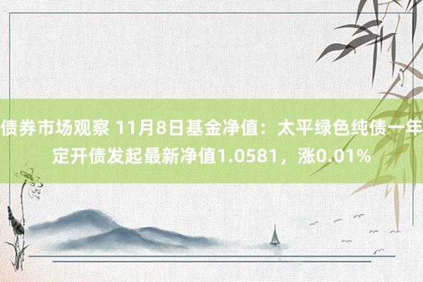 债券市场观察 11月8日基金净值：太平绿色纯债一年定开债发起最新净值1.0581，涨0.01%