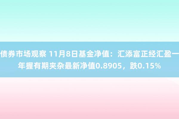 债券市场观察 11月8日基金净值：汇添富正经汇盈一年握有期夹杂最新净值0.8905，跌0.15%