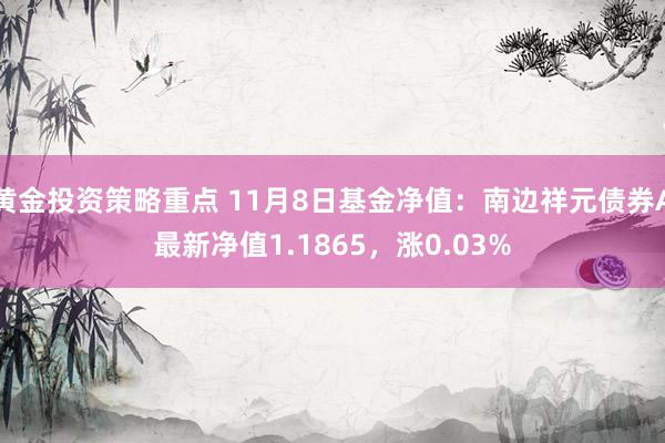 黄金投资策略重点 11月8日基金净值：南边祥元债券A最新净值1.1865，涨0.03%