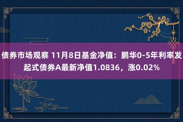 债券市场观察 11月8日基金净值：鹏华0-5年利率发起式债券A最新净值1.0836，涨0.02%