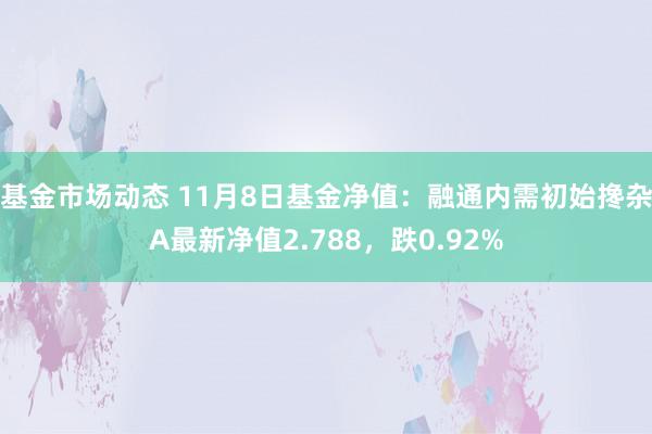 基金市场动态 11月8日基金净值：融通内需初始搀杂A最新净值2.788，跌0.92%