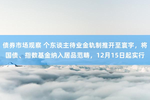 债券市场观察 个东谈主待业金轨制推开至寰宇，将国债、指数基金纳入居品范畴，12月15日起实行