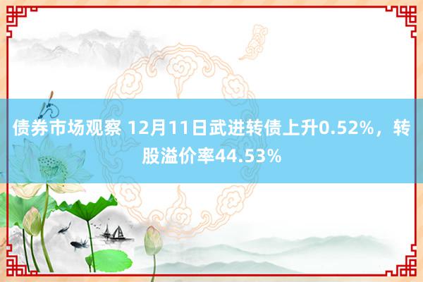 债券市场观察 12月11日武进转债上升0.52%，转股溢价率44.53%