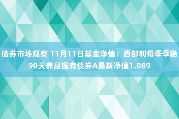 债券市场观察 11月11日基金净值：西部利得季季稳90天养息握有债券A最新净值1.089