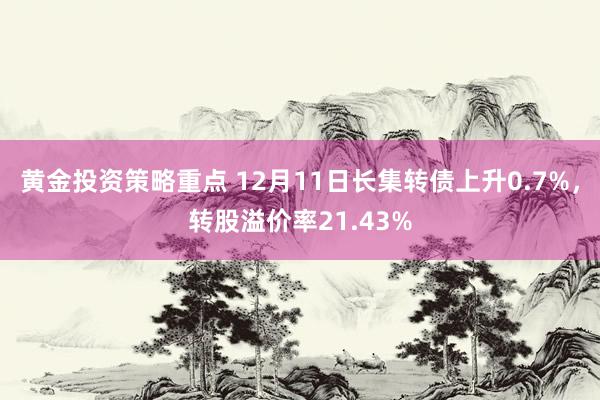 黄金投资策略重点 12月11日长集转债上升0.7%，转股溢价率21.43%