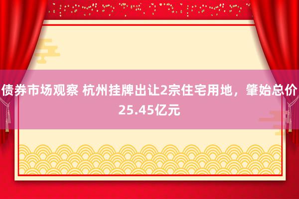 债券市场观察 杭州挂牌出让2宗住宅用地，肇始总价25.45亿元