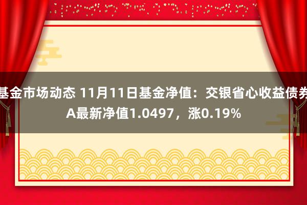 基金市场动态 11月11日基金净值：交银省心收益债券A最新净值1.0497，涨0.19%