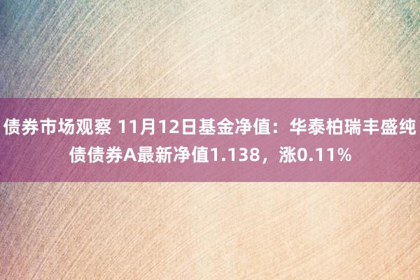 债券市场观察 11月12日基金净值：华泰柏瑞丰盛纯债债券A最新净值1.138，涨0.11%