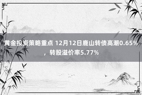 黄金投资策略重点 12月12日鹿山转债高潮0.65%，转股溢价率5.77%