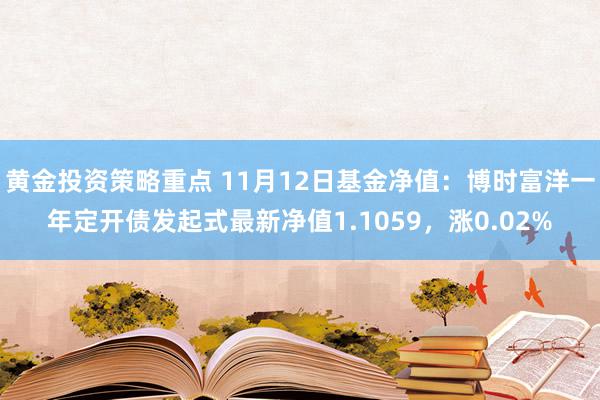 黄金投资策略重点 11月12日基金净值：博时富洋一年定开债发起式最新净值1.1059，涨0.02%