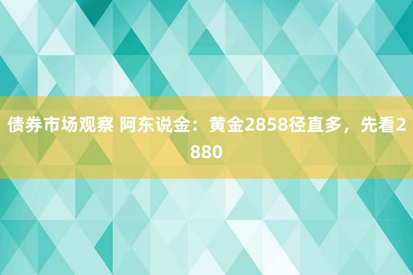 债券市场观察 阿东说金：黄金2858径直多，先看2880