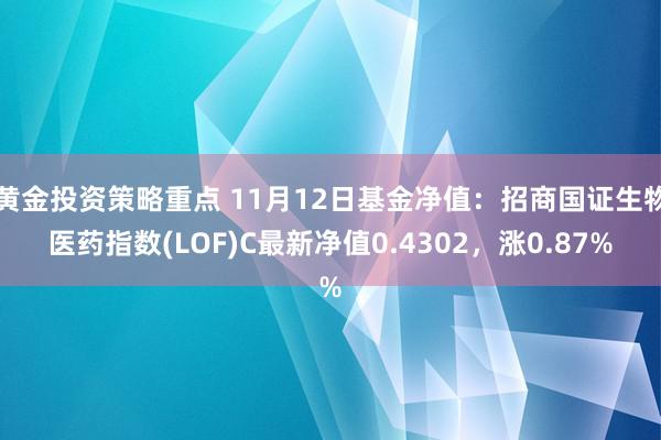 黄金投资策略重点 11月12日基金净值：招商国证生物医药指数(LOF)C最新净值0.4302，涨0.87%