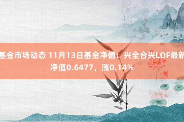 基金市场动态 11月13日基金净值：兴全合兴LOF最新净值0.6477，涨0.14%