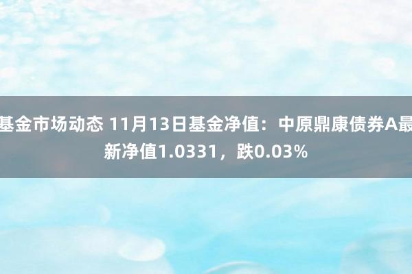 基金市场动态 11月13日基金净值：中原鼎康债券A最新净值1.0331，跌0.03%