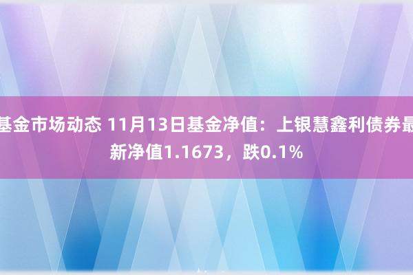 基金市场动态 11月13日基金净值：上银慧鑫利债券最新净值1.1673，跌0.1%