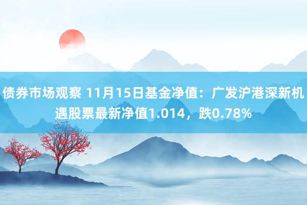 债券市场观察 11月15日基金净值：广发沪港深新机遇股票最新净值1.014，跌0.78%