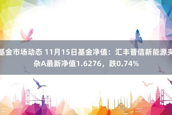 基金市场动态 11月15日基金净值：汇丰晋信新能源夹杂A最新净值1.6276，跌0.74%