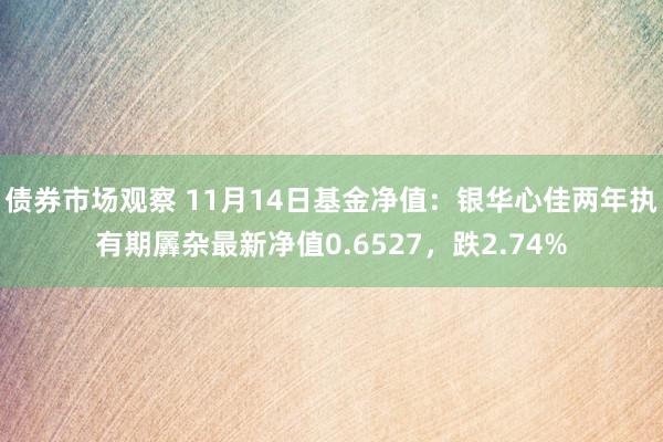 债券市场观察 11月14日基金净值：银华心佳两年执有期羼杂最新净值0.6527，跌2.74%