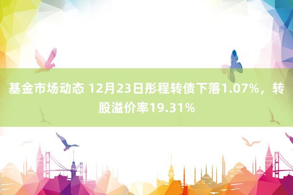 基金市场动态 12月23日彤程转债下落1.07%，转股溢价率19.31%