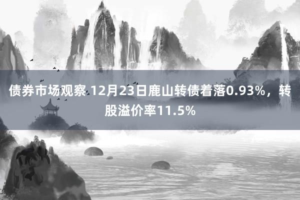 债券市场观察 12月23日鹿山转债着落0.93%，转股溢价率11.5%