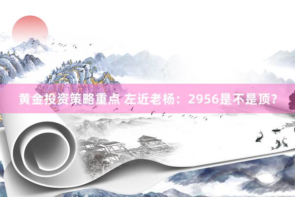 黄金投资策略重点 左近老杨：2956是不是顶？